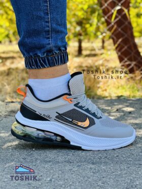 کتونی نایک ایرومکس رنگ طوسی [ Air max ] کپسولی فعال مردانه و پسرانه