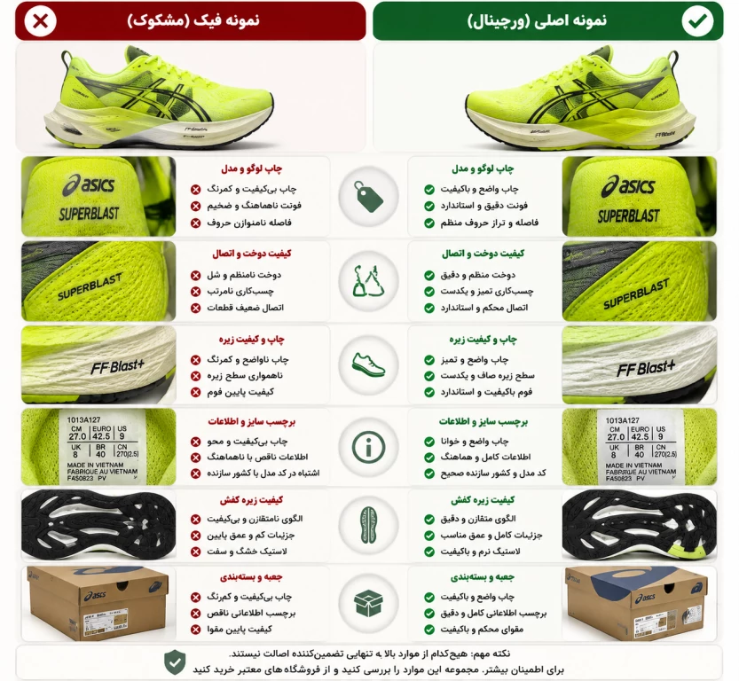 چگونه کتونی اسیکس اصل را از فیک تشخیص دهیم؟